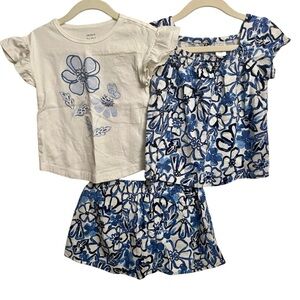 Carter's Toddler Floral Smocked Top, Short-Sleeve Fashion Top, and Floral Skort